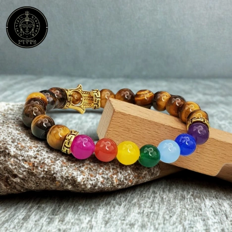Tiger 7 Chakra with Hamza Symbol Bracelet - To Keep Diseases Away